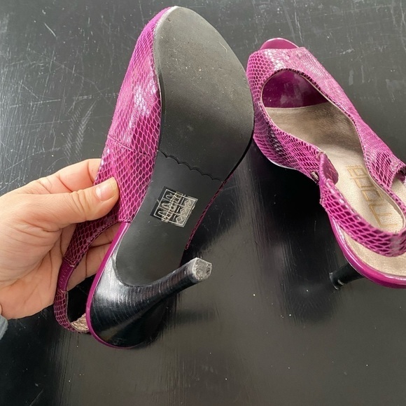 Faux Crocodile Peep Toe Heels - Picture 3 of 7